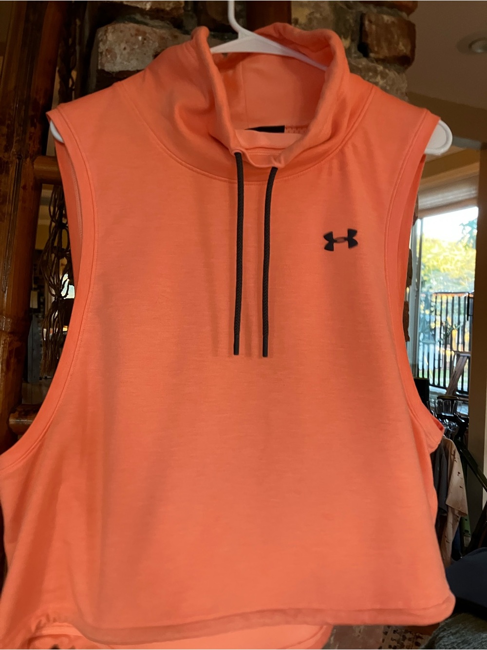 Under Armour Coral Sleeveless Crop Muscle Tee with Drawcord